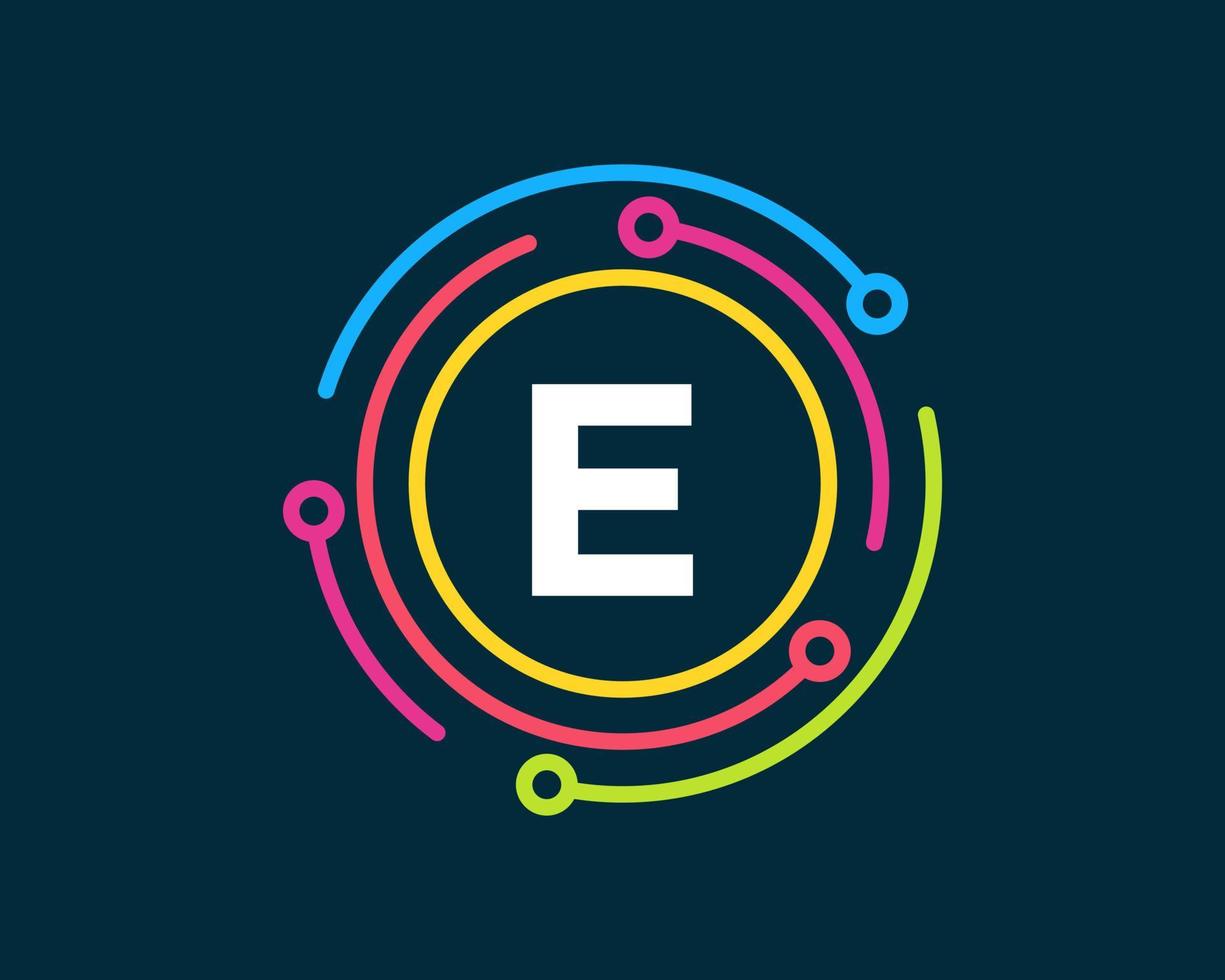 Letter E Technology Logo. Network Logo Design vector
