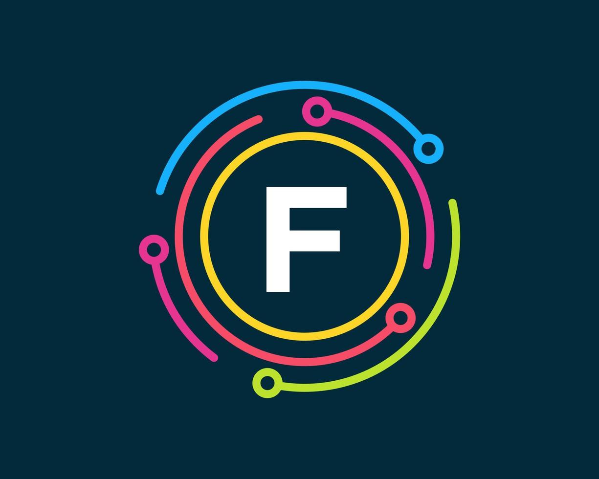 logotipo de la tecnología de la letra f. diseño de logotipo de red vector