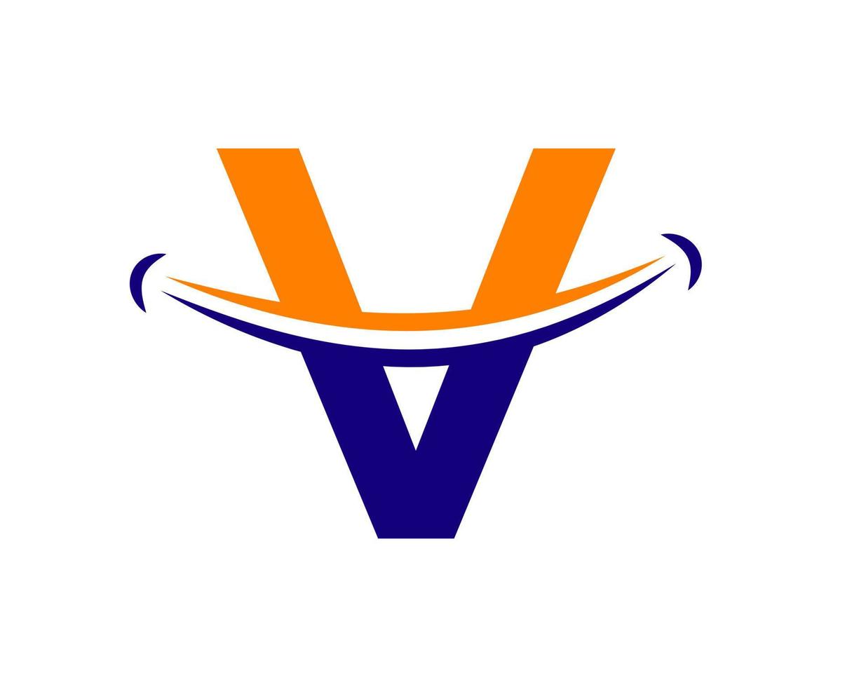 plantilla de vector de diseño de logotipo de sonrisa de letra v
