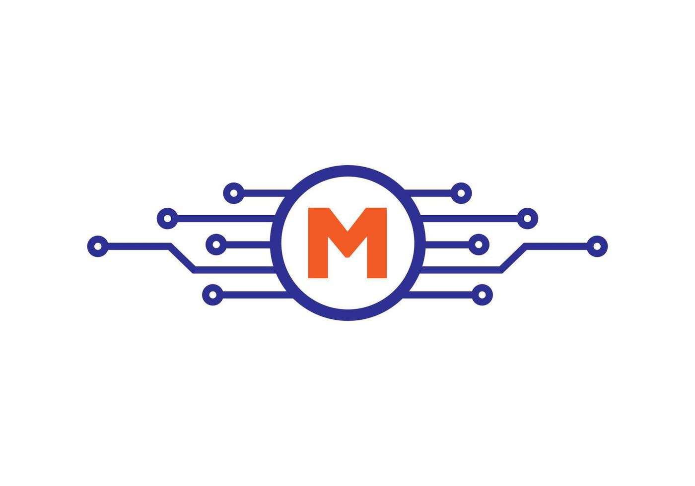 Letter M Technology Logo. Network Logo Design vector