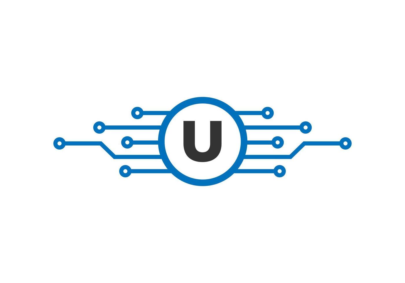 logotipo de la tecnología de la letra u. diseño de logotipo de red vector