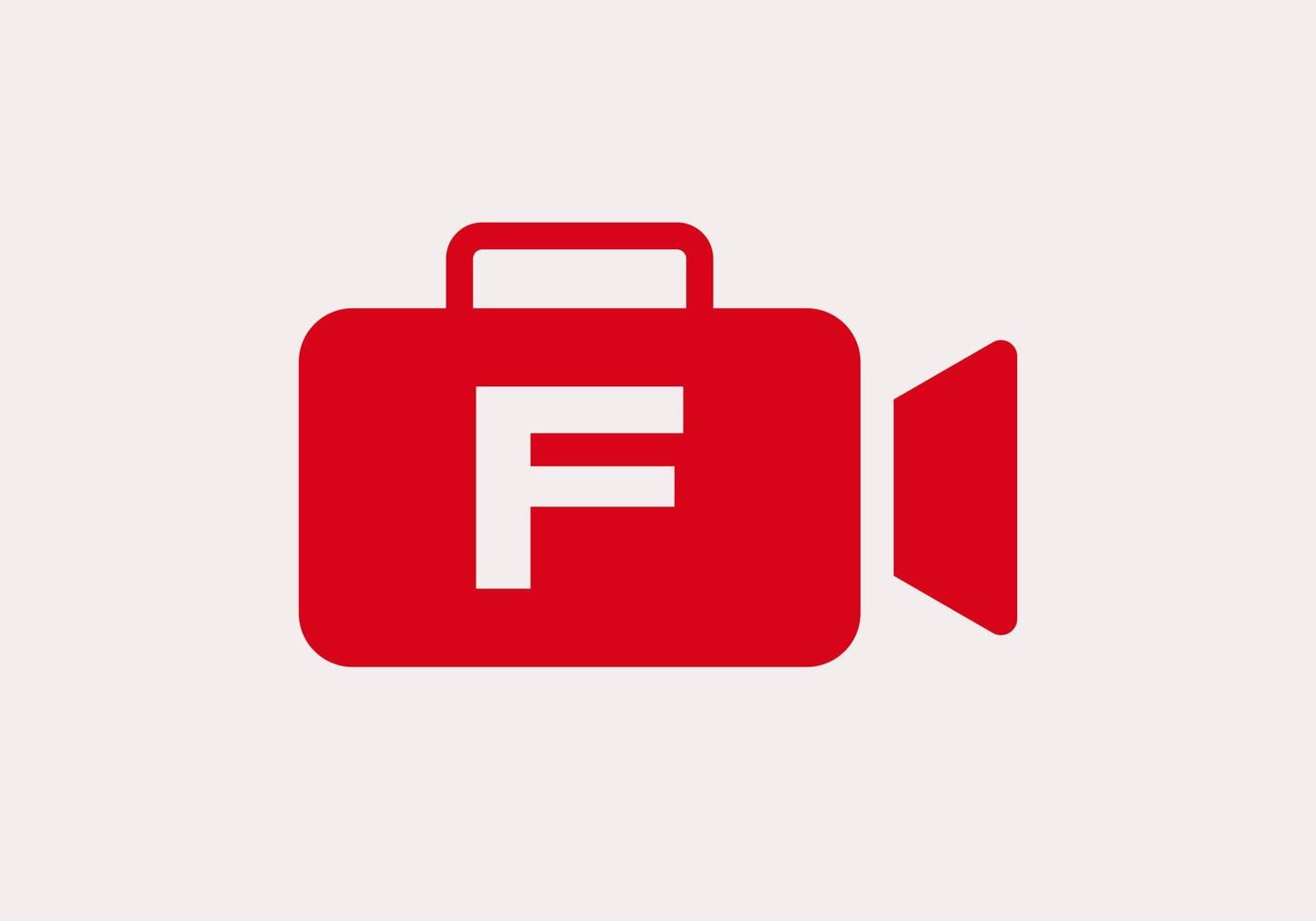 letra f película cámara de video diseño de logotipo cine cine y videografía signo vector