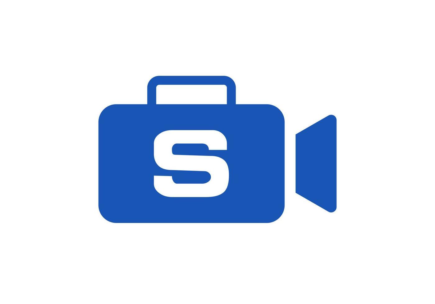 diseño de logotipo de cámara de video de película de letra s signo de película y videografía de cine vector