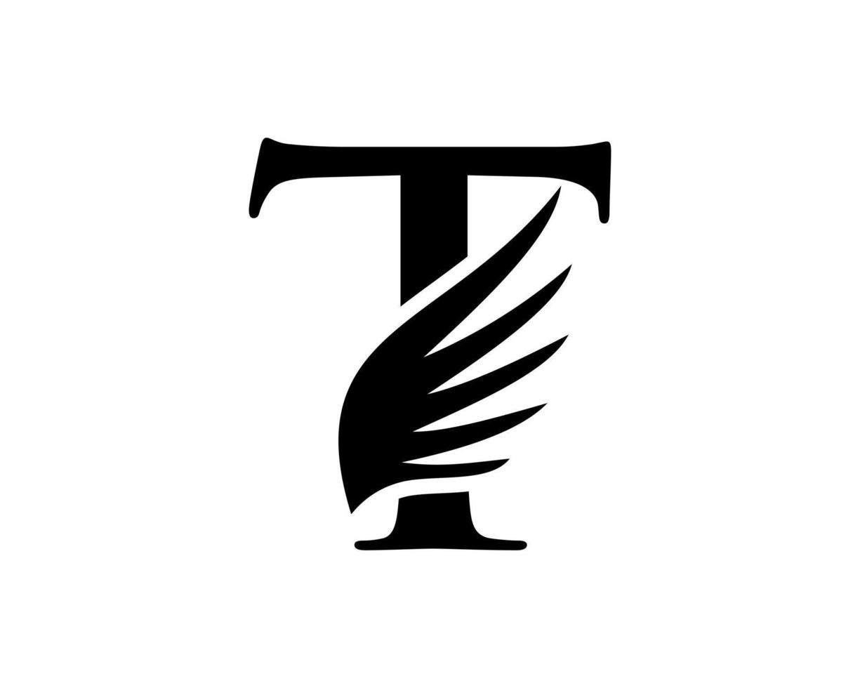 Letter T Wing Logo Design Vector Template