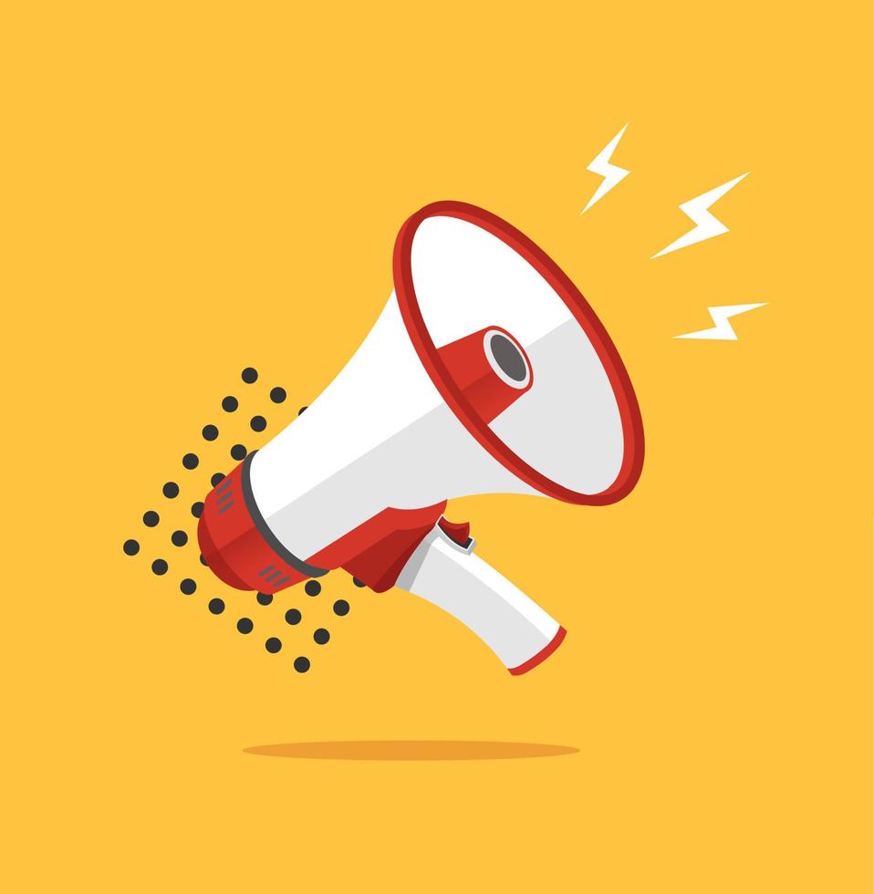 Loudspeaker Concept Banner Flat Design Style. Vector