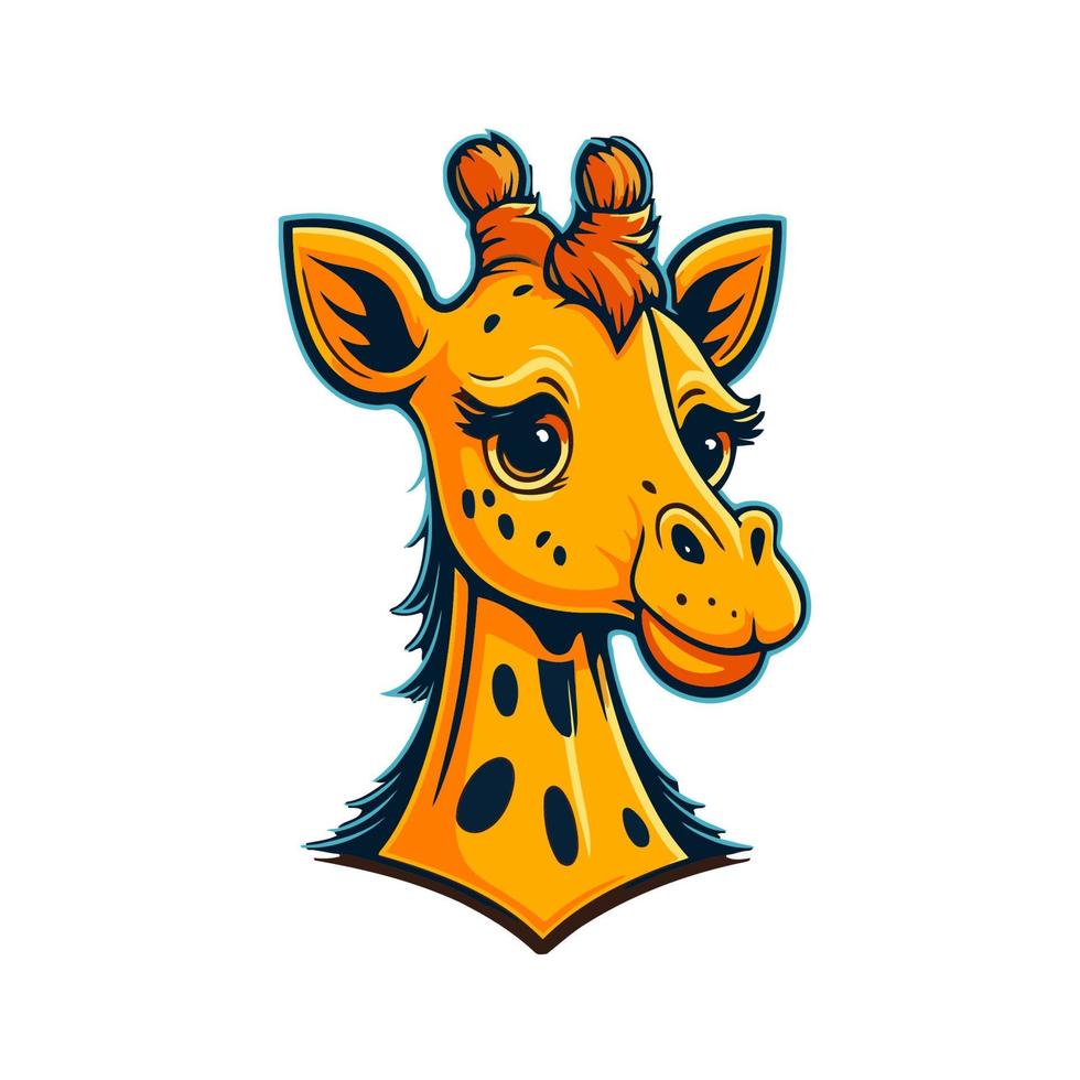 mascota de diseño de logotipo de cabeza de jirafa. ilustración vectorial de animales vector