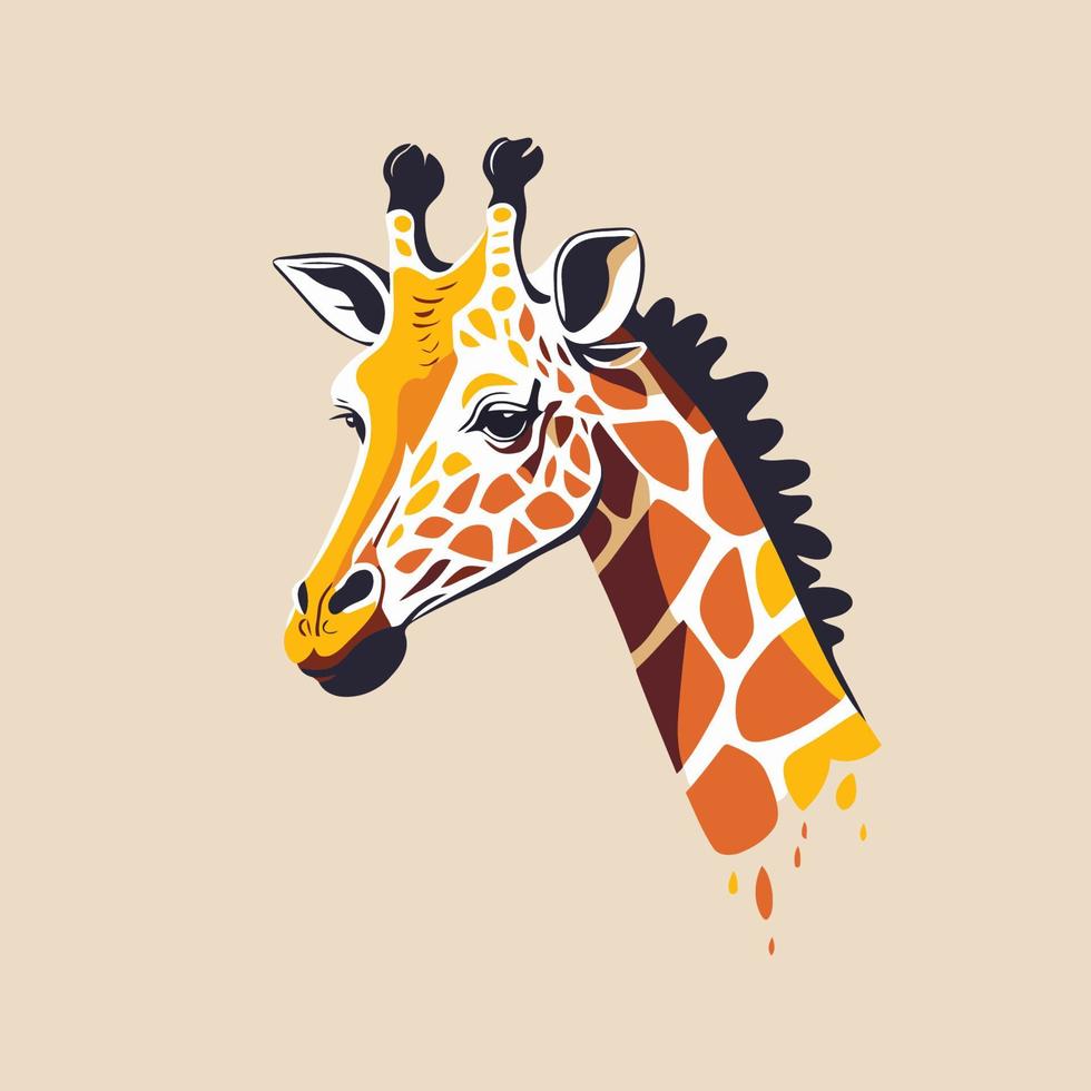 mascota de diseño de logotipo de cabeza de jirafa. ilustración vectorial de animales vector
