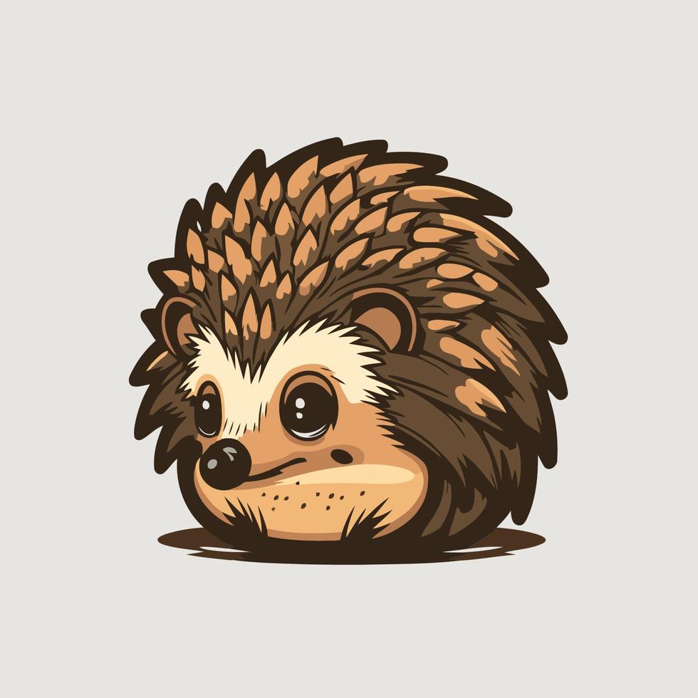 Hedgehog head logo design vector illustration isolated. Cute cartoon hedgehog.