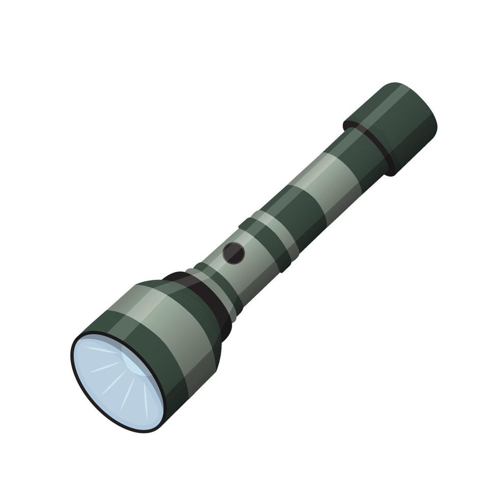 Pocket Flashlight. Hand facet on insulated background. Vector illustration. Cartoon.