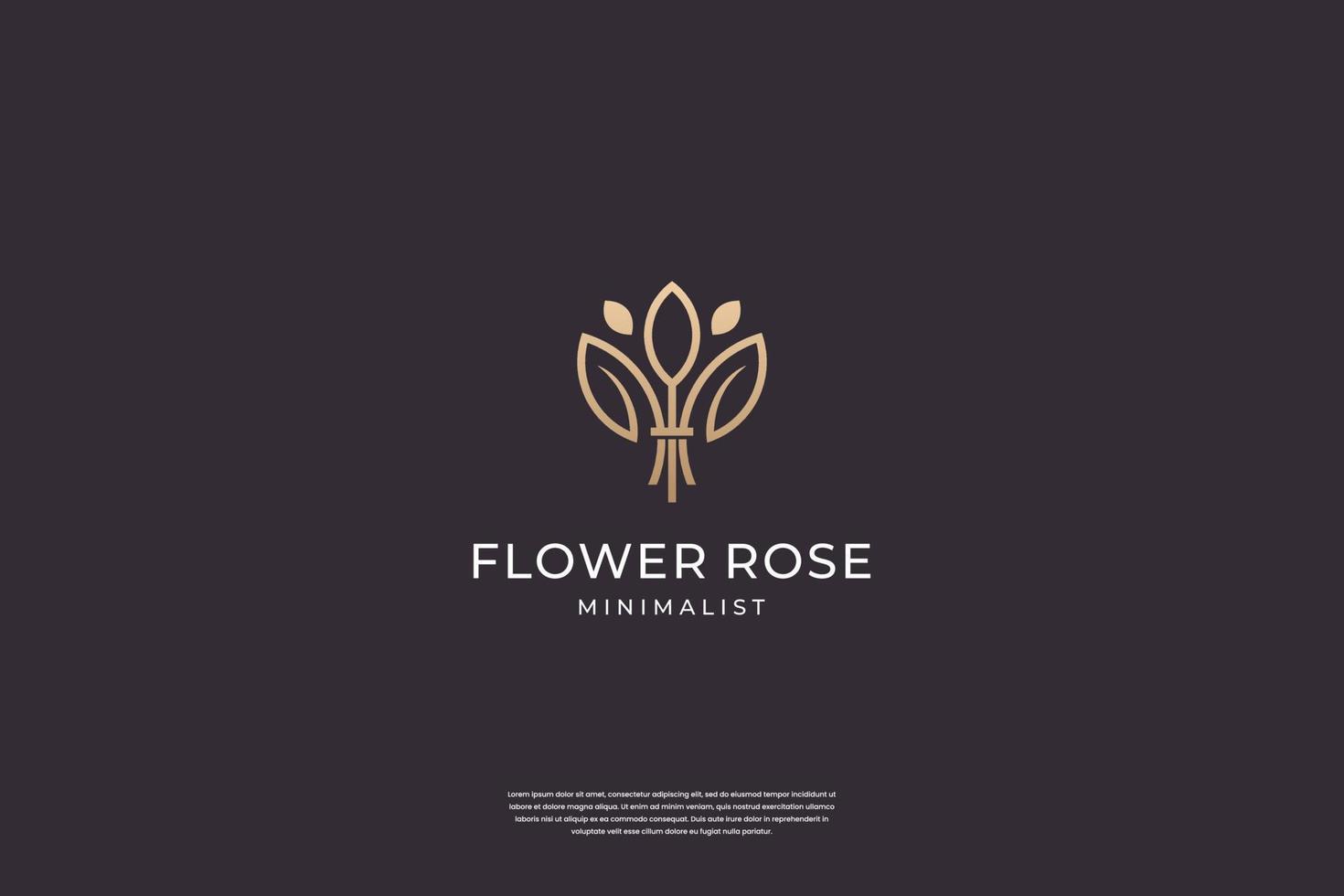 Minimalist elegant Flower logo design with line art style vector