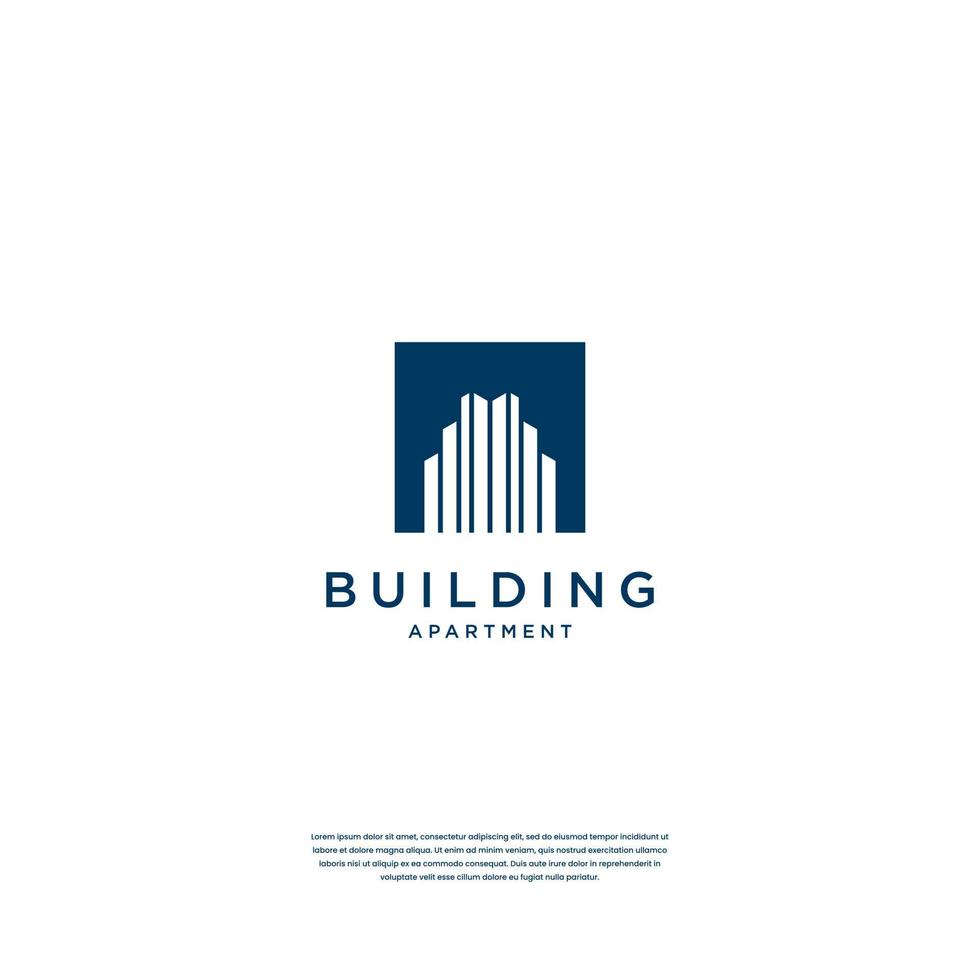Abstract building structure logo design real estate, architecture, construction with negative space vector