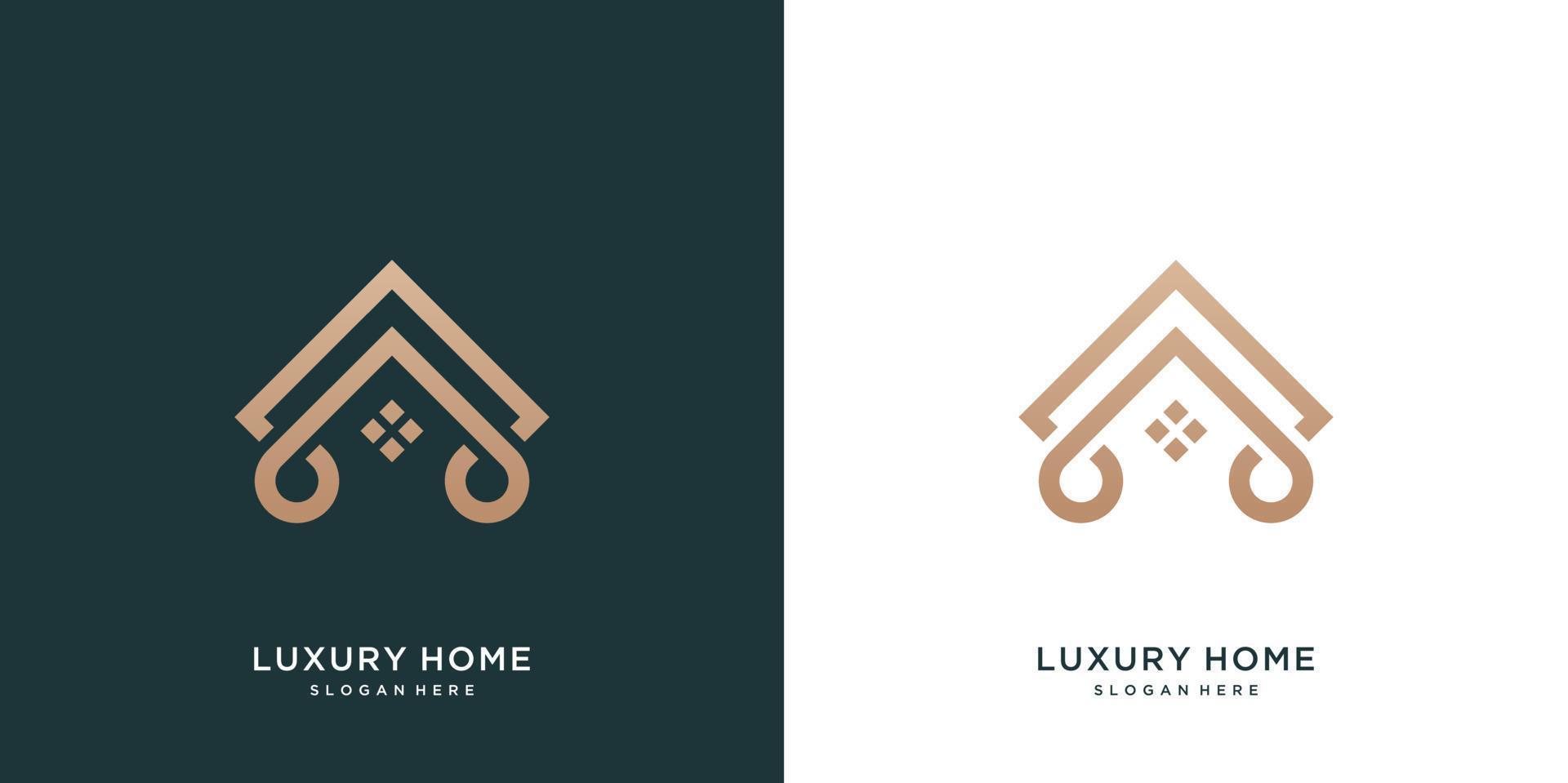 logotipo de diseño minimalista elegante para el hogar con estilo de arte lineal vector