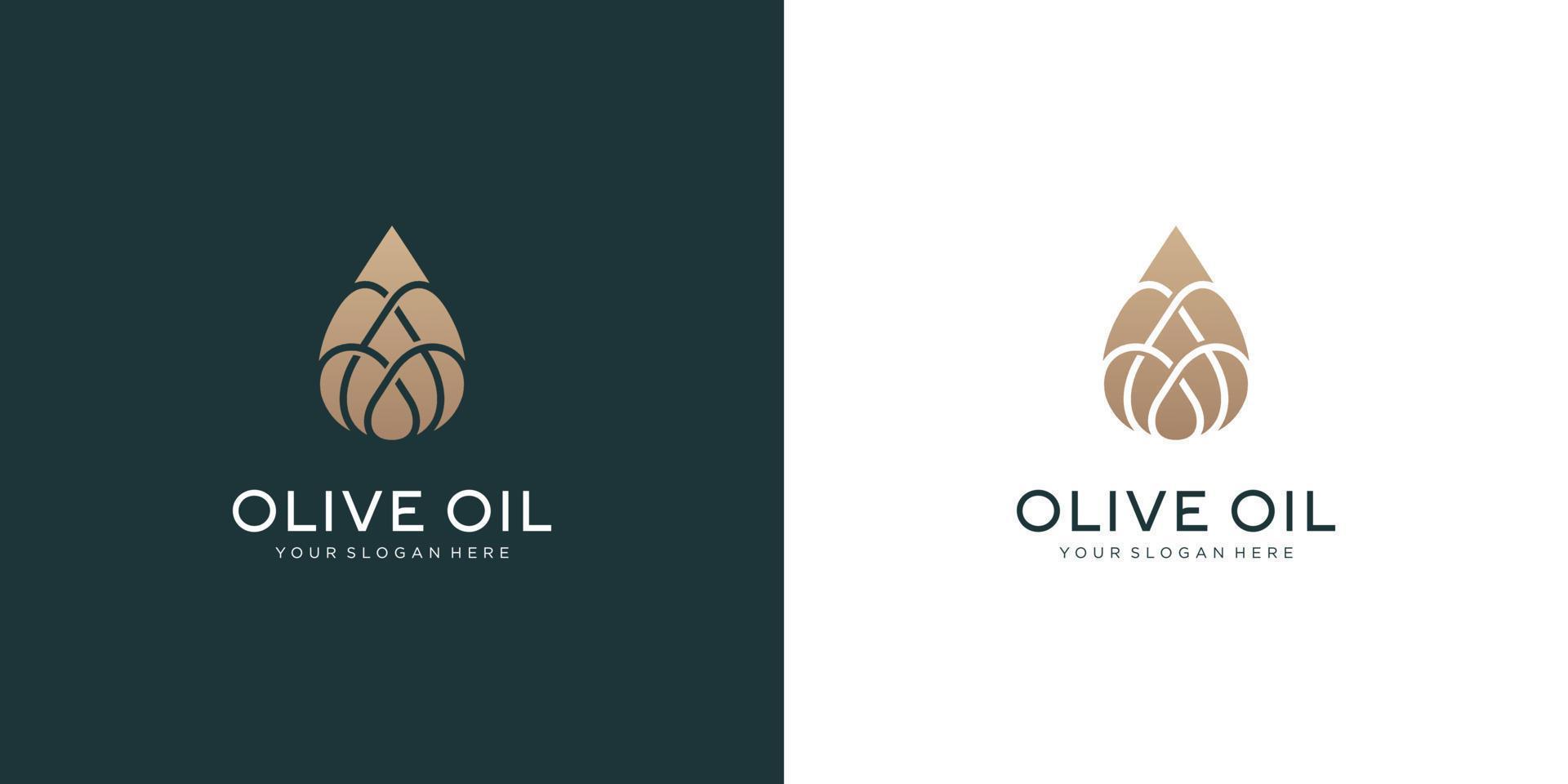 diseño de logotipo de aceite de oliva de lujo vector