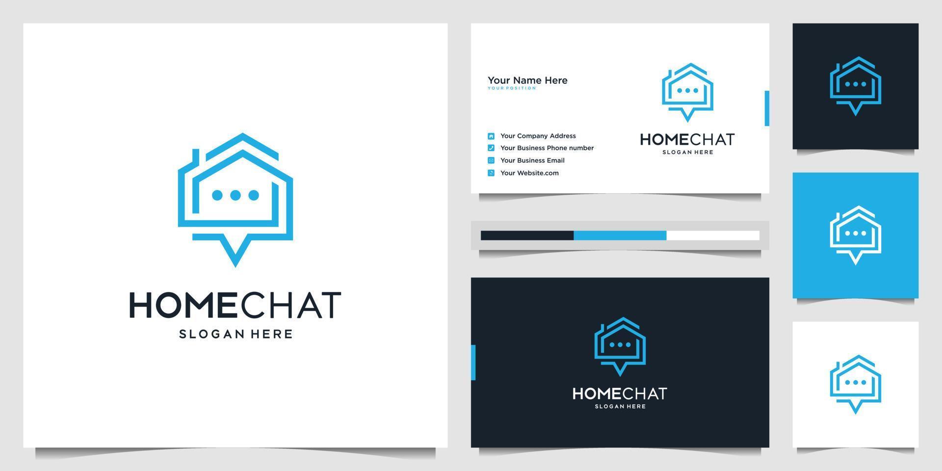 Creative home chat combine icon home, talk and bubble. symbol icon social app logo design and business card vector