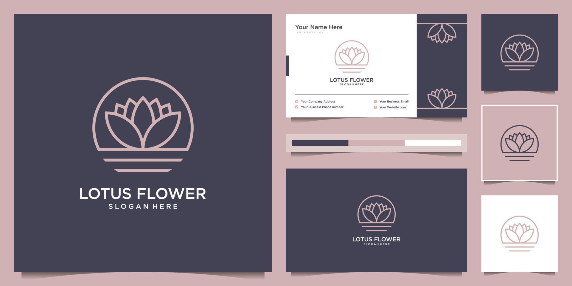 Luxury lotus flower logo line art style beauty symbol for spa, yoga and beauty care logo design and business card vector