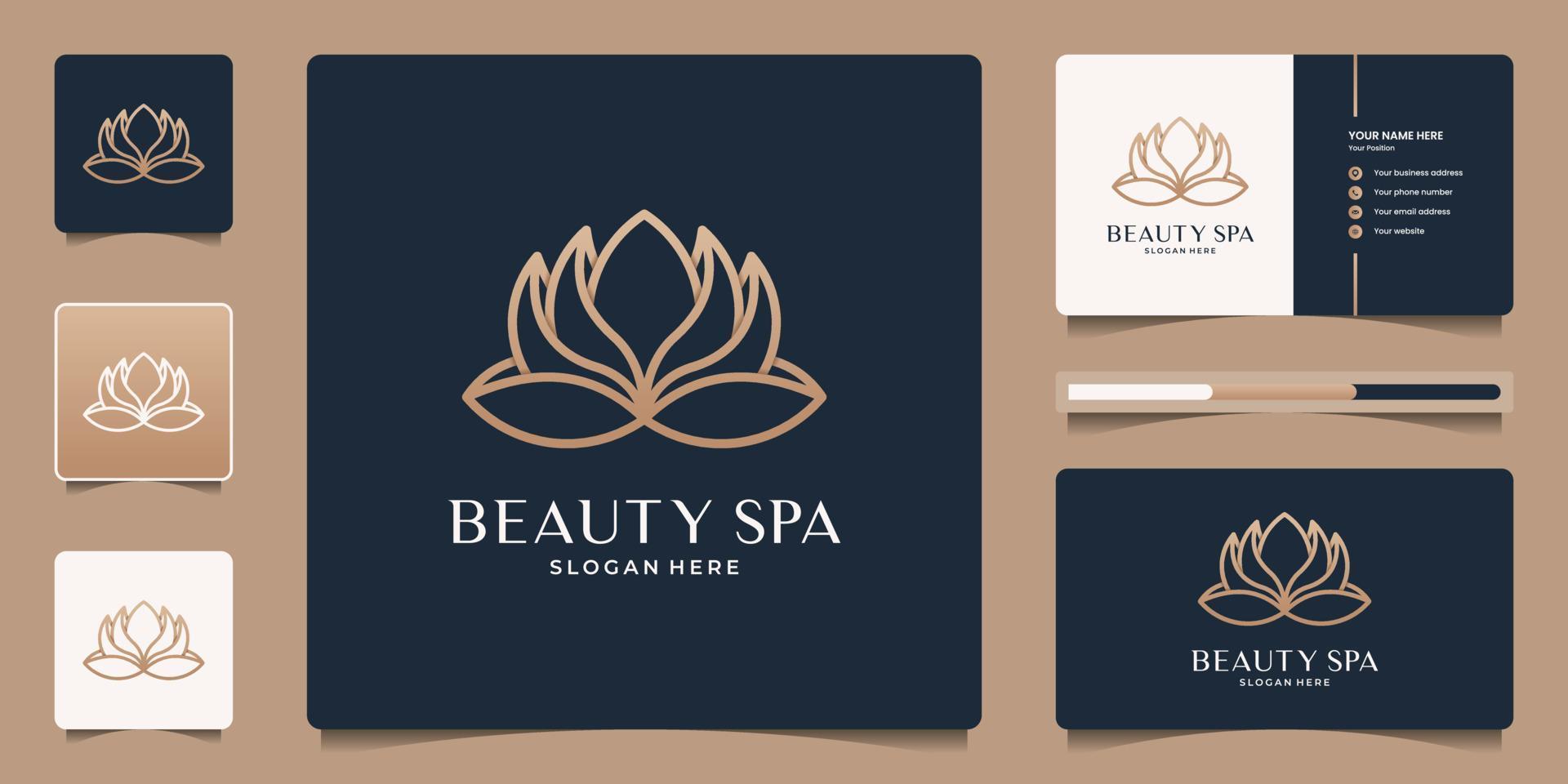 Minimalist elegant lotus flower logo template. Line art icon for beauty salon, spa, yoga, meditation, therapy, message, meditation. vector