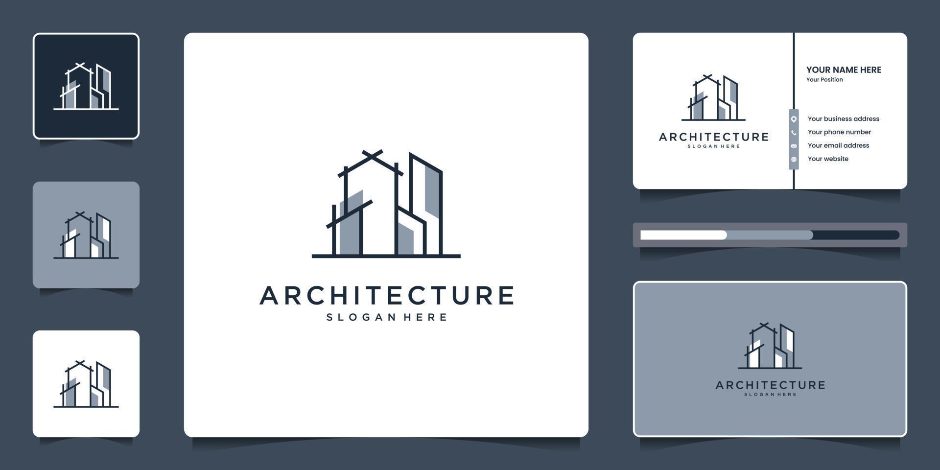 logotipo de bienes raíces de arquitectura elegante minimalista y plantilla de tarjeta de visita vector