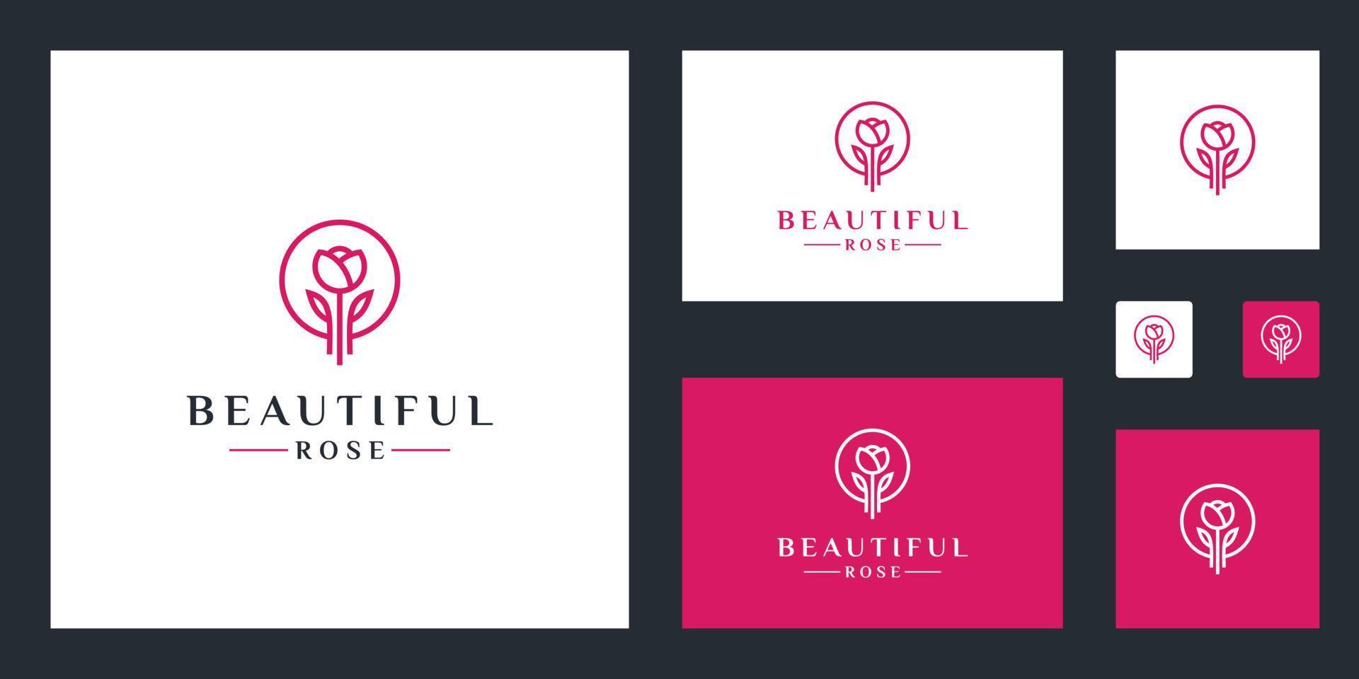 rosa flor logo diseño inspiración líneas simples vector