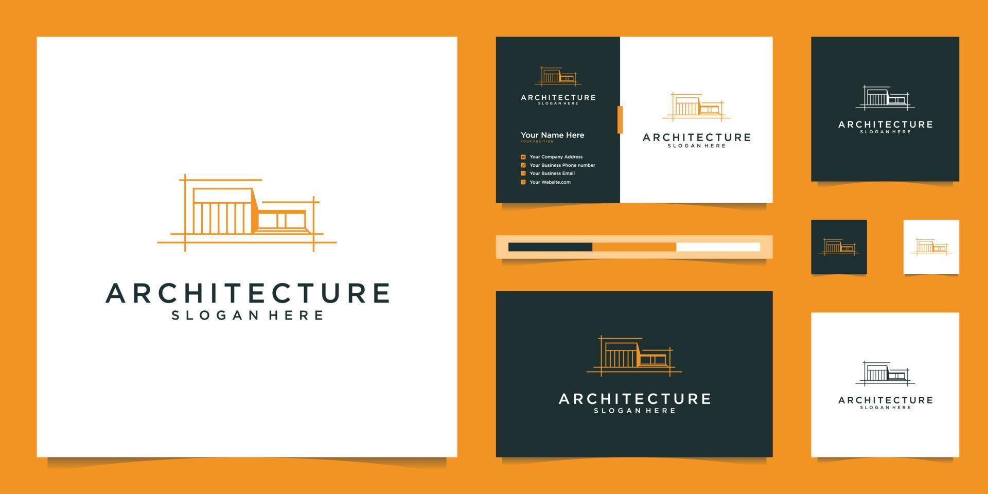 diseño de logotipo arquitectónico y plantillas de tarjetas de visita. estructura abstracta de bienes raíces, edificio, construcción, apartamento. vector