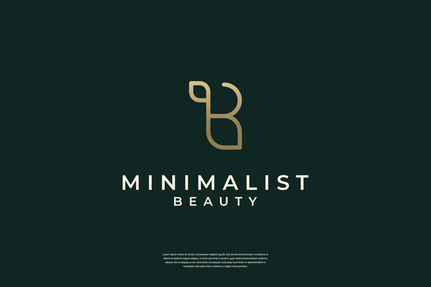 Minimalist elegant initial B and leaf logo design with line art style vector