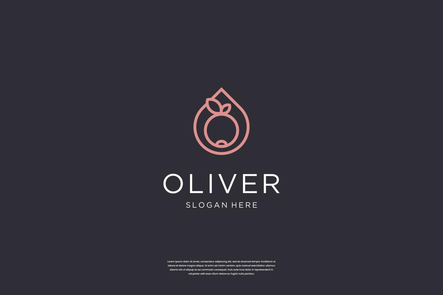 Minimalist elegant Olive Oil logo design with line art style vector