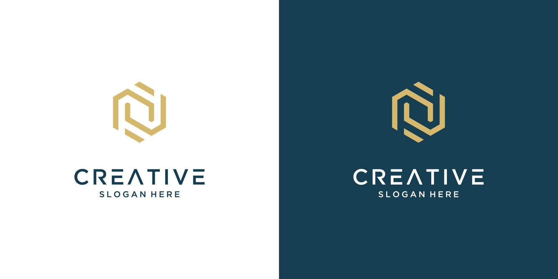 Minimalist elegant golden letter N logo design premium vector