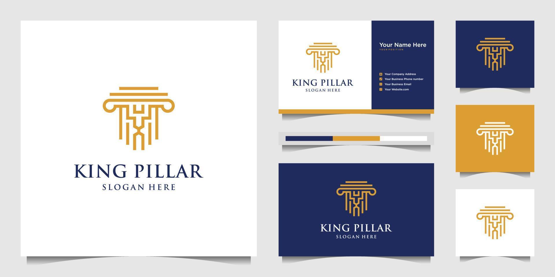 Symbol of the pillar of Premium. Law Firm, Law Offices, Attorney services, pillar, king lion Luxury logo design inspiration. vector