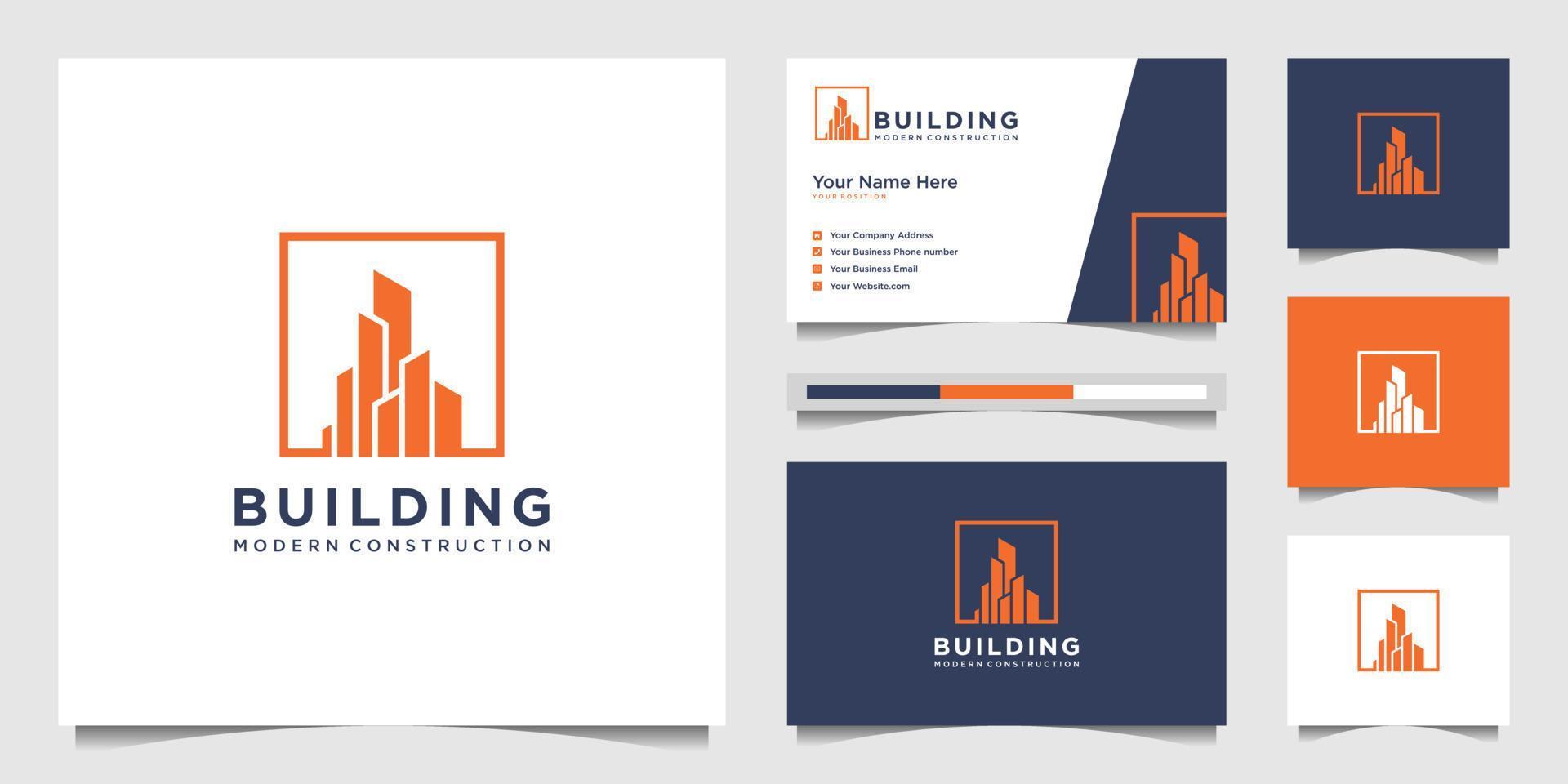 design logos and building construction business cards, inspiring city building abstract logos vector