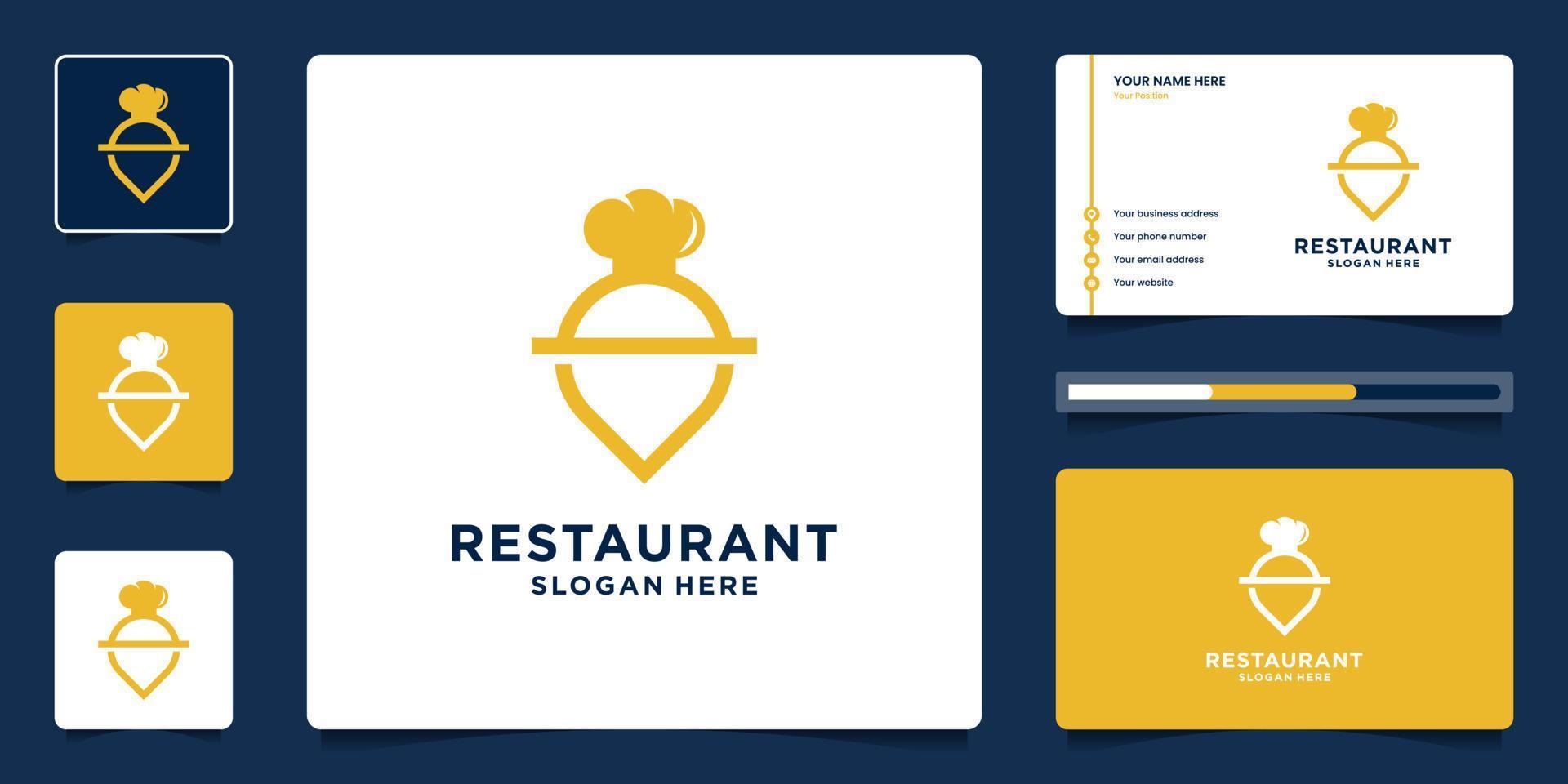 Food point logo template with minimal icon for restaurant, app, etc. vector