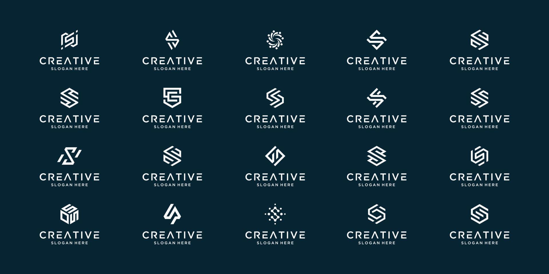 Collection of monogram initial letter S set. Creative letter mark logo design symbol vector