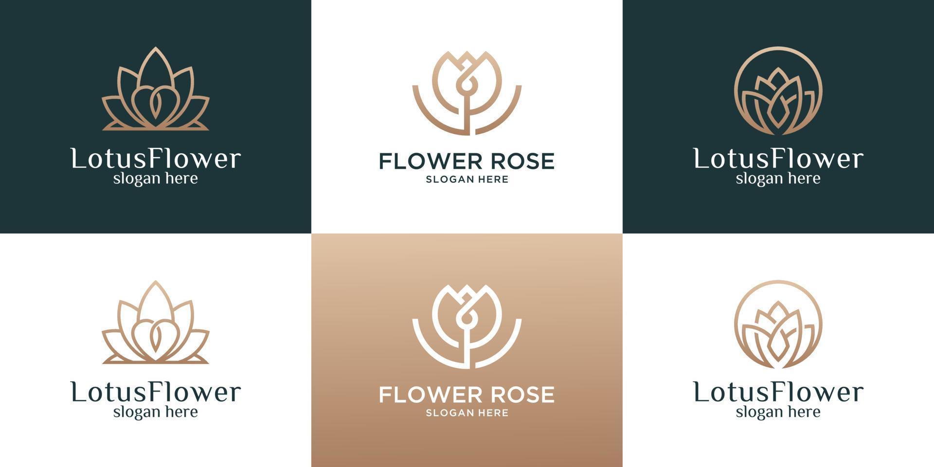 colección de flores con plantilla de diseño de logotipo de línea. vector