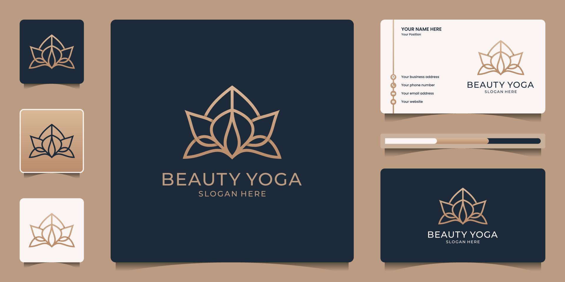 logotipo de yoga de belleza minimalista con diseño de logotipo de estilo de arte lineal vector