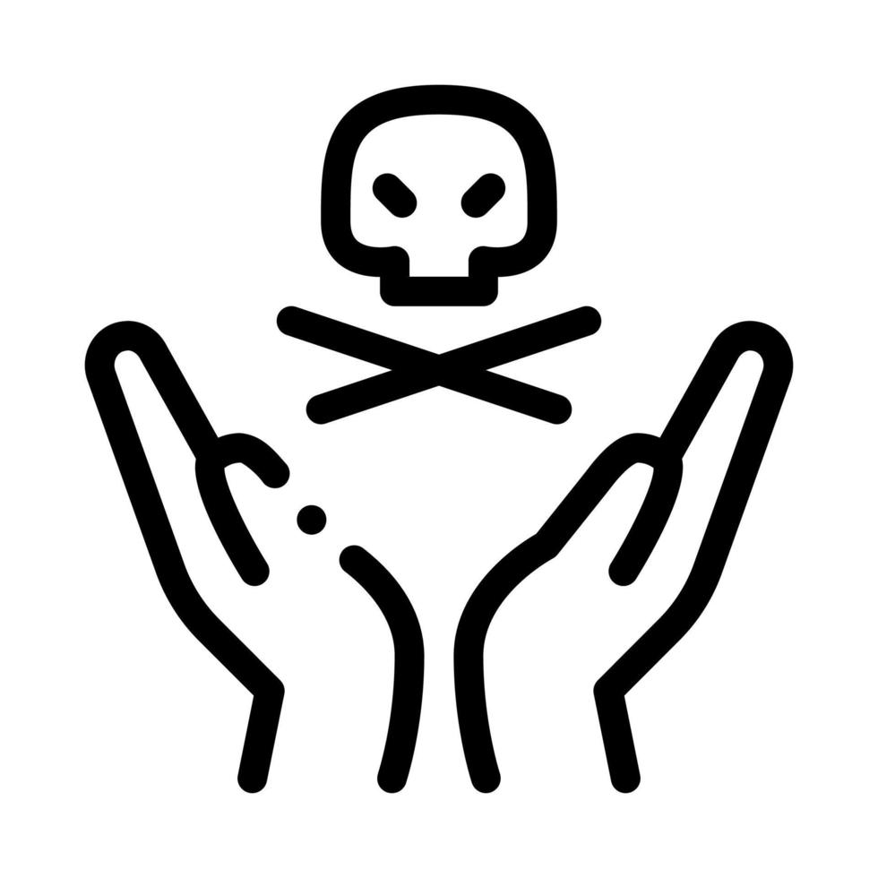 Hands Hold Skull Icon Vector Outline Illustration