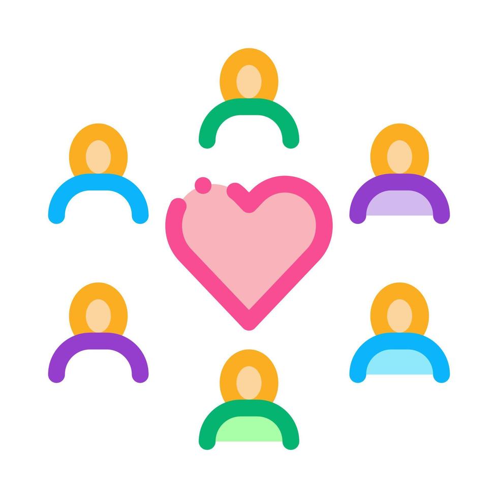 Human Group Love Icon Vector Outline Illustration