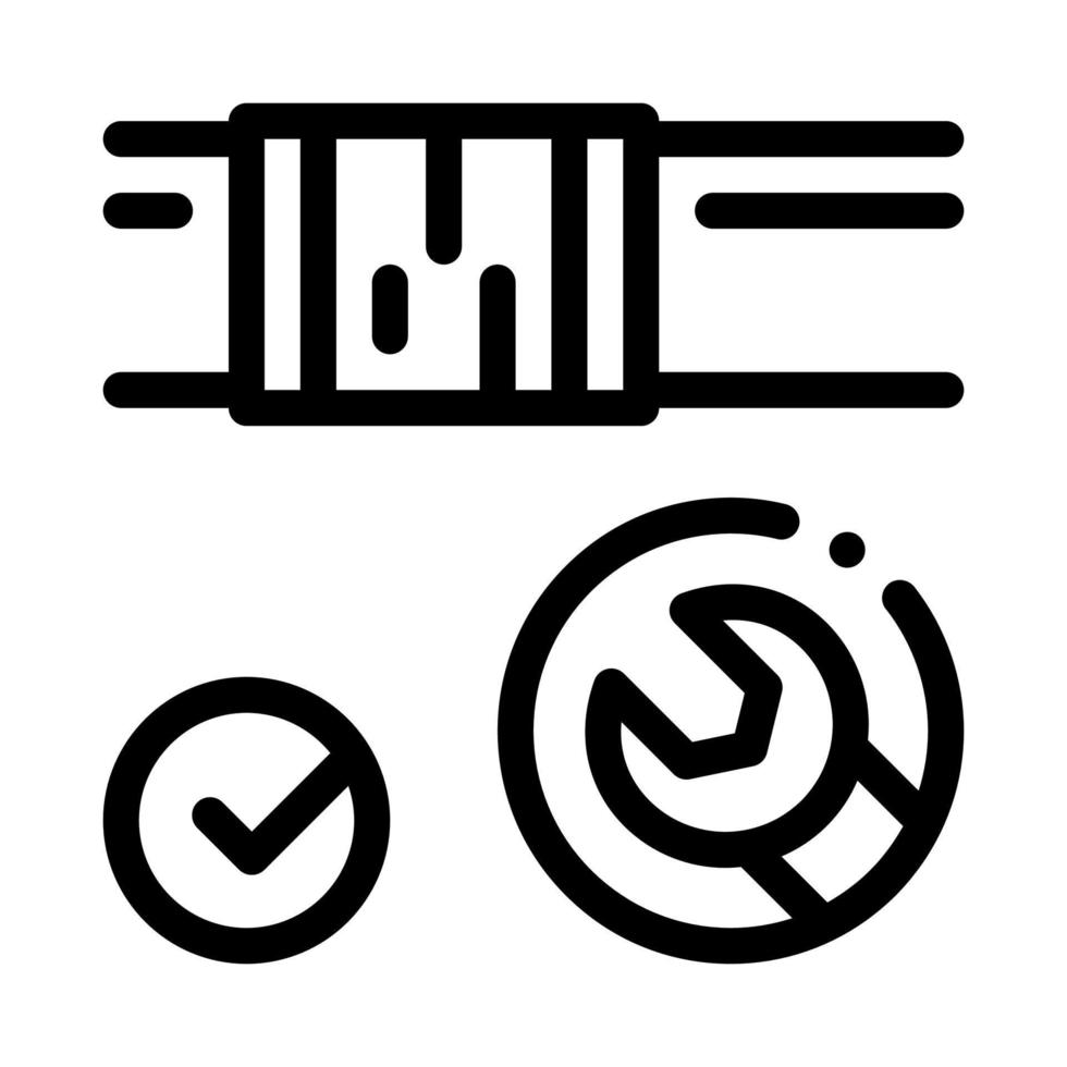 Fixed Pipe Wrench Icon Vector Outline Illustration