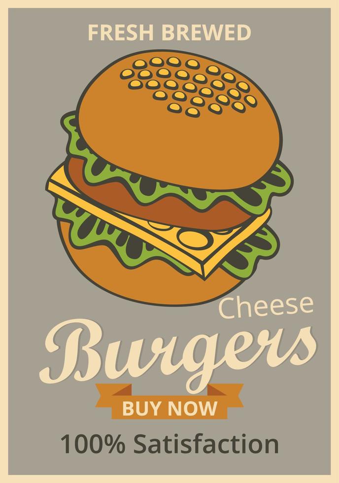 Burger shop poster, banner vector illustration. Social media concept.
