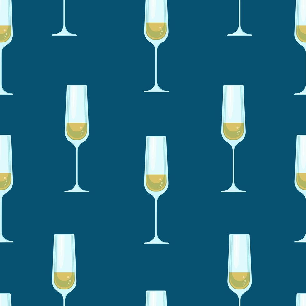 Glasses with alcohol seamless pattern. Vector print of glass transparent glasses on a colored background