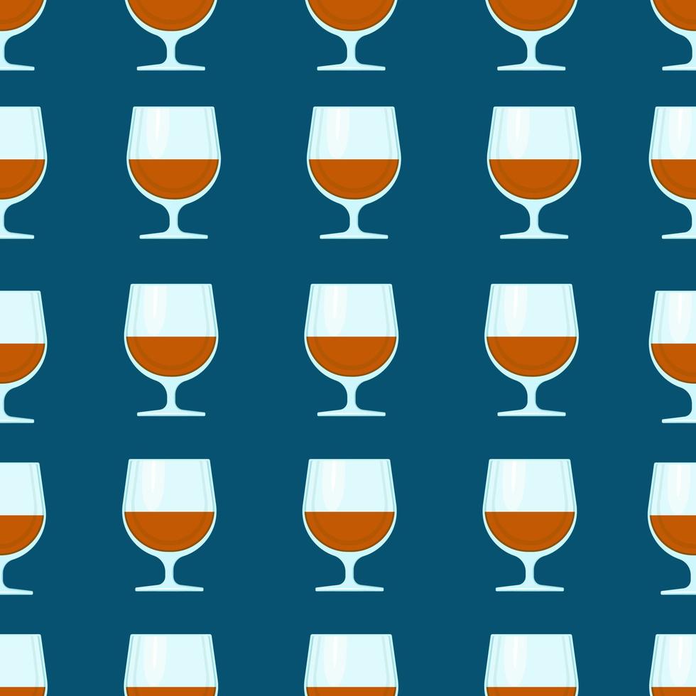 Glasses with alcohol seamless pattern. Vector print of glass transparent glasses on a colored background