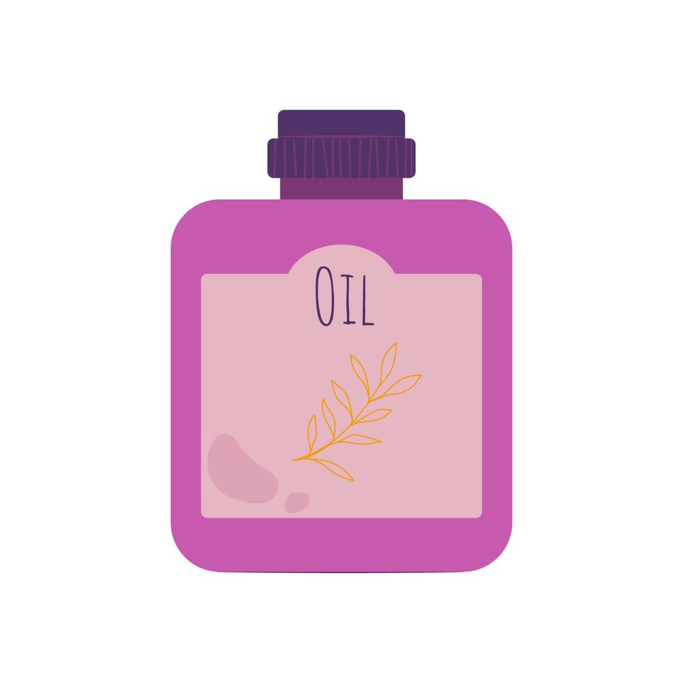 A bright jar of body care cosmetics. Body oil. Vector illustration in flat style