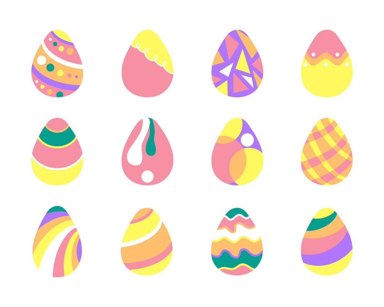 Geometric Easter eggs collection vector illustration isolated on white