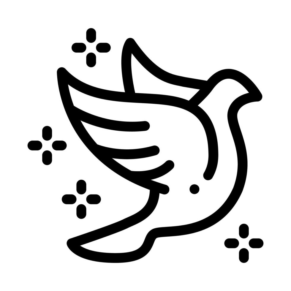 vector de línea delgada de icono brillante de pájaro de paloma voladora