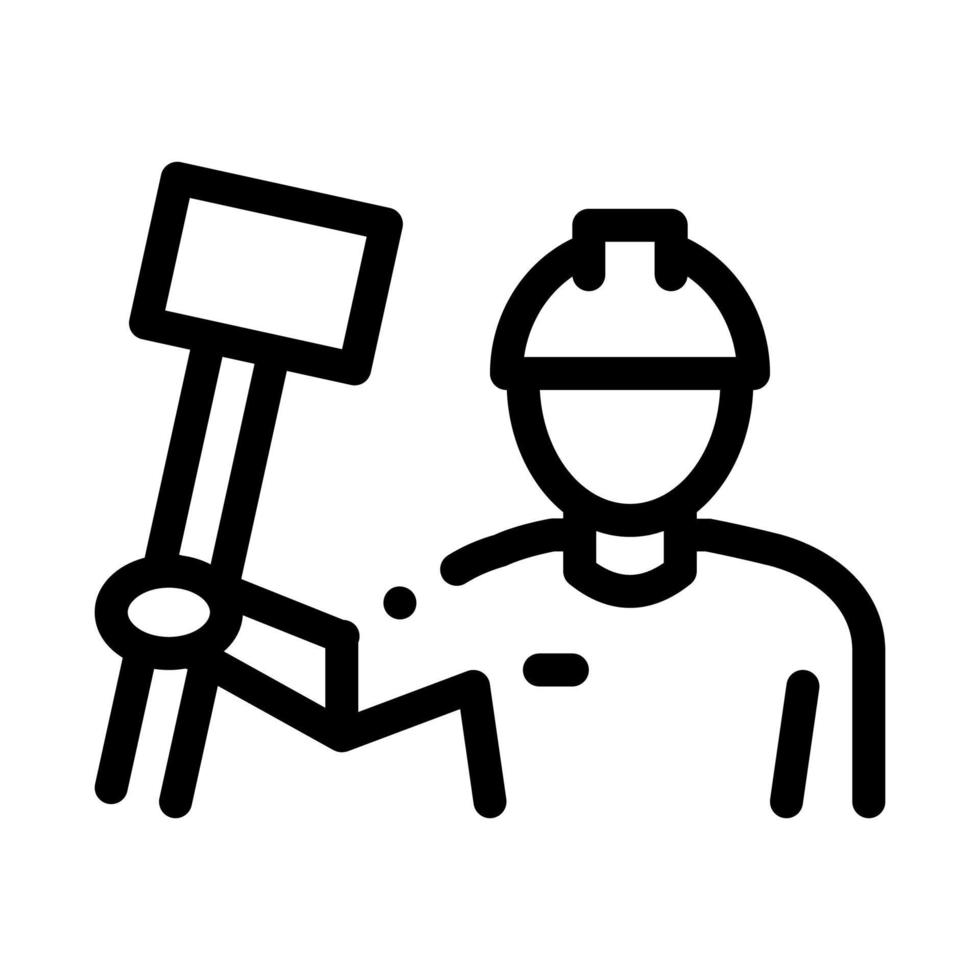 Man Hold Hammer Icon Vector Outline Illustration