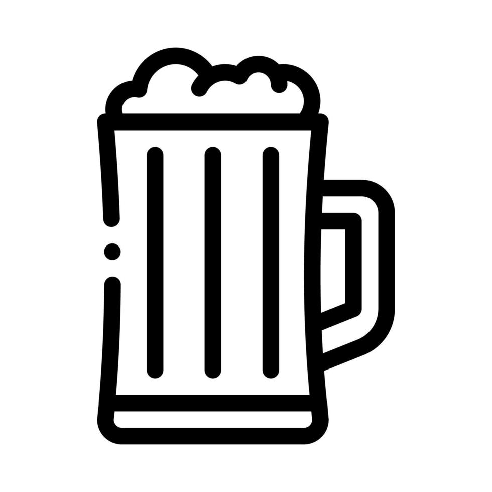 ilustración de contorno de vector de icono de taza de cerveza espumosa