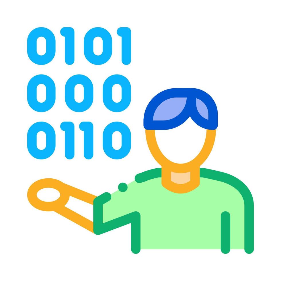 Human Binary Code Icon Vector Outline Illustration