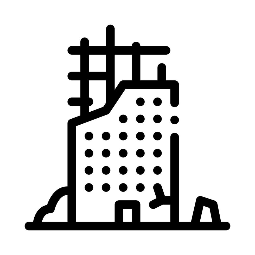 ilustración de contorno de vector de icono de edificio en ruinas