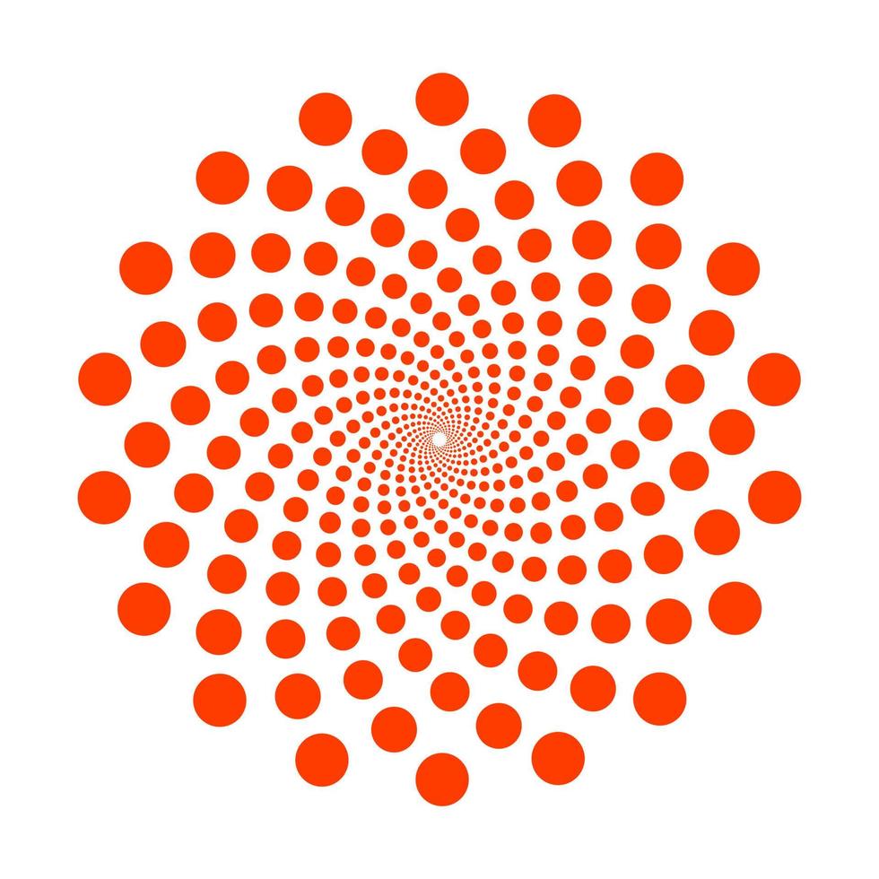 Abstract fibonacci dotted spiral vortex logo vector. Twisted swirl pattern dots design. vector