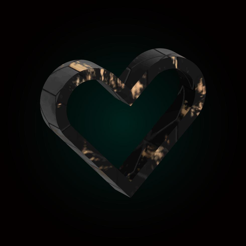 3d dark wall texture outlined heart vector. vector