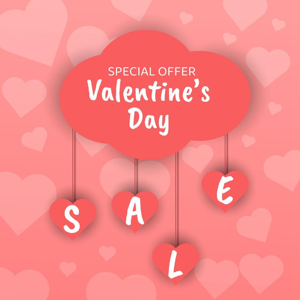 Valentine's day special promotion banner or poster design, valentine day sale social media post design vector