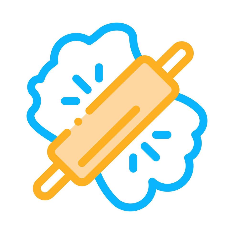 Dough And Wooden Rolling Pin Icon Thin Line Vector