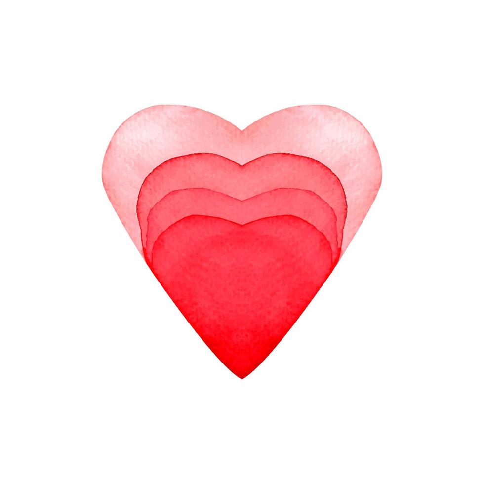 Love heart painted watercolor red isolated on white color in paper cut style vector